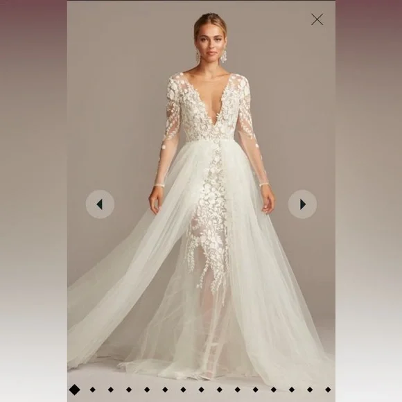 lace long sleeve wedding dress high neck A-line High Neck Tulle Appliques Lace Wedding Dresses with Long Sleeve –  27dress
